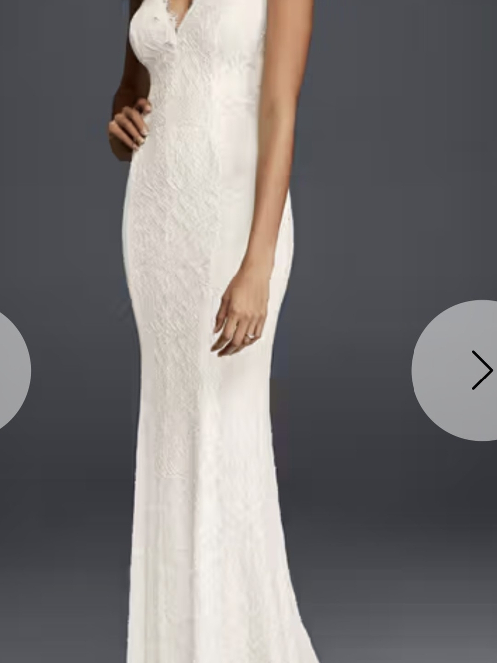 David's Bridal Ivory Lace Sheath Wedding Dress